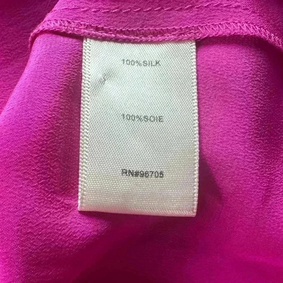 Rebecca Taylor Sleeveless Ruffle 100% Silk Fuchsia Dress Size 10 - Picture 7 of 8